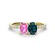 1 - Galina 7x5 mm Emerald Cut Pink Sapphire and 8x6 mm Oval London Blue Topaz 2 Stone Duo Ring 