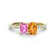1 - Galina 7x5 mm Emerald Cut Pink Sapphire and 8x6 mm Oval Citrine 2 Stone Duo Ring 