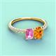 3 - Galina 7x5 mm Emerald Cut Pink Sapphire and 8x6 mm Oval Citrine 2 Stone Duo Ring 