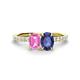 1 - Galina 7x5 mm Emerald Cut Pink Sapphire and 8x6 mm Oval Iolite 2 Stone Duo Ring 