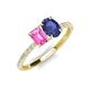 4 - Galina 7x5 mm Emerald Cut Pink Sapphire and 8x6 mm Oval Iolite 2 Stone Duo Ring 