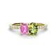 1 - Galina 7x5 mm Emerald Cut Pink Sapphire and 8x6 mm Oval Peridot 2 Stone Duo Ring 