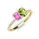 4 - Galina 7x5 mm Emerald Cut Pink Sapphire and 8x6 mm Oval Peridot 2 Stone Duo Ring 