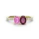 1 - Galina 7x5 mm Emerald Cut Pink Sapphire and 8x6 mm Oval Rhodolite Garnet 2 Stone Duo Ring 