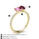 5 - Galina 7x5 mm Emerald Cut Pink Sapphire and 8x6 mm Oval Rhodolite Garnet 2 Stone Duo Ring 