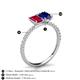 5 - Galina 7x5 mm Emerald Cut Ruby and 8x6 mm Oval Blue Sapphire 2 Stone Duo Ring 