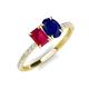 4 - Galina 7x5 mm Emerald Cut Ruby and 8x6 mm Oval Blue Sapphire 2 Stone Duo Ring 