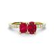 1 - Galina 7x5 mm Emerald Cut and Oval Ruby 2 Stone Duo Ring 