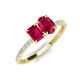 4 - Galina 7x5 mm Emerald Cut and Oval Ruby 2 Stone Duo Ring 