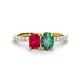 1 - Galina 7x5 mm Emerald Cut Ruby and 8x6 mm Oval Lab Created Alexandrite 2 Stone Duo Ring 