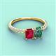 3 - Galina 7x5 mm Emerald Cut Ruby and 8x6 mm Oval Lab Created Alexandrite 2 Stone Duo Ring 