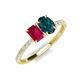 4 - Galina 7x5 mm Emerald Cut Ruby and 8x6 mm Oval London Blue Topaz 2 Stone Duo Ring 