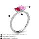 5 - Galina 7x5 mm Emerald Cut Ruby and 8x6 mm Oval Pink Sapphire 2 Stone Duo Ring 