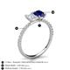 5 - Galina 7x5 mm Emerald Cut White Sapphire and 8x6 mm Oval Blue Sapphire 2 Stone Duo Ring 