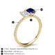 5 - Galina 7x5 mm Emerald Cut White Sapphire and 8x6 mm Oval Blue Sapphire 2 Stone Duo Ring 