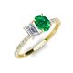 4 - Galina 7x5 mm Emerald Cut White Sapphire and 8x6 mm Oval Emerald 2 Stone Duo Ring 