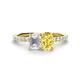 1 - Galina 7x5 mm Emerald Cut White Sapphire and 8x6 mm Oval Yellow Sapphire 2 Stone Duo Ring 