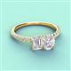3 - Galina 7x5 mm Emerald Cut and 8x6 mm Oval White Sapphire 2 Stone Duo Ring 