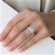 2 - Galina 7x5 mm Emerald Cut White Sapphire and 8x6 mm Oval Aquamarine 2 Stone Duo Ring 