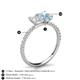 5 - Galina 7x5 mm Emerald Cut White Sapphire and 8x6 mm Oval Aquamarine 2 Stone Duo Ring 
