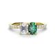 1 - Galina 7x5 mm Emerald Cut White Sapphire and 8x6 mm Oval Lab Created Alexandrite 2 Stone Duo Ring 