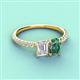 3 - Galina 7x5 mm Emerald Cut White Sapphire and 8x6 mm Oval Lab Created Alexandrite 2 Stone Duo Ring 