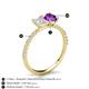 5 - Galina 7x5 mm Emerald Cut White Sapphire and 8x6 mm Oval Amethyst 2 Stone Duo Ring 