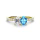 1 - Galina 7x5 mm Emerald Cut White Sapphire and 8x6 mm Oval Blue Topaz 2 Stone Duo Ring 