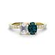 1 - Galina 7x5 mm Emerald Cut White Sapphire and 8x6 mm Oval London Blue Topaz 2 Stone Duo Ring 