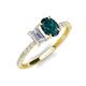 4 - Galina 7x5 mm Emerald Cut White Sapphire and 8x6 mm Oval London Blue Topaz 2 Stone Duo Ring 