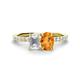 1 - Galina 7x5 mm Emerald Cut White Sapphire and 8x6 mm Oval Citrine 2 Stone Duo Ring 