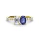1 - Galina 7x5 mm Emerald Cut White Sapphire and 8x6 mm Oval Iolite 2 Stone Duo Ring 
