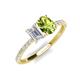 4 - Galina 7x5 mm Emerald Cut White Sapphire and 8x6 mm Oval Peridot 2 Stone Duo Ring 