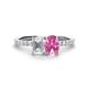 1 - Galina 7x5 mm Emerald Cut White Sapphire and 8x6 mm Oval Pink Sapphire 2 Stone Duo Ring 