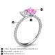 5 - Galina 7x5 mm Emerald Cut White Sapphire and 8x6 mm Oval Pink Sapphire 2 Stone Duo Ring 