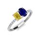 4 - Galina 7x5 mm Emerald Cut Yellow Sapphire and 8x6 mm Oval Blue Sapphire 2 Stone Duo Ring 