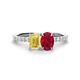 1 - Galina 7x5 mm Emerald Cut Yellow Sapphire and 8x6 mm Oval Ruby 2 Stone Duo Ring 