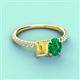 3 - Galina 7x5 mm Emerald Cut Yellow Sapphire and 8x6 mm Oval Emerald 2 Stone Duo Ring 