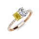 4 - Galina 7x5 mm Emerald Cut Yellow Sapphire and IGI Certified 8x6 mm Oval Lab Grown Diamond 2 Stone Duo Ring 