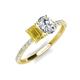 4 - Galina 7x5 mm Emerald Cut Yellow Sapphire and GIA Certified 8x6 mm Oval Diamond 2 Stone Duo Ring 