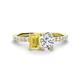 1 - Galina 7x5 mm Emerald Cut Yellow Sapphire and 8x6 mm Oval Forever One Moissanite 2 Stone Duo Ring 