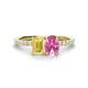 1 - Galina 7x5 mm Emerald Cut Yellow Sapphire and 8x6 mm Oval Pink Sapphire 2 Stone Duo Ring 