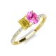4 - Galina 7x5 mm Emerald Cut Yellow Sapphire and 8x6 mm Oval Pink Sapphire 2 Stone Duo Ring 