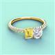 3 - Galina 7x5 mm Emerald Cut Yellow Sapphire and 8x6 mm Oval White Sapphire 2 Stone Duo Ring 