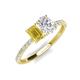 4 - Galina 7x5 mm Emerald Cut Yellow Sapphire and 8x6 mm Oval White Sapphire 2 Stone Duo Ring 