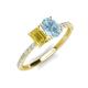 4 - Galina 7x5 mm Emerald Cut Yellow Sapphire and 8x6 mm Oval Aquamarine 2 Stone Duo Ring 