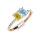 4 - Galina 7x5 mm Emerald Cut Yellow Sapphire and 8x6 mm Oval Aquamarine 2 Stone Duo Ring 