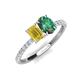 4 - Galina 7x5 mm Emerald Cut Yellow Sapphire and 8x6 mm Oval Lab Created Alexandrite 2 Stone Duo Ring 