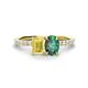 1 - Galina 7x5 mm Emerald Cut Yellow Sapphire and 8x6 mm Oval Lab Created Alexandrite 2 Stone Duo Ring 