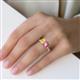 2 - Galina 7x5 mm Emerald Cut Yellow Sapphire and 8x6 mm Oval Pink Tourmaline 2 Stone Duo Ring 